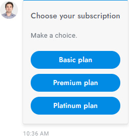 Visitor sees subscription buttons rendered in the chat widget