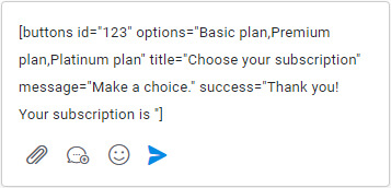 Agent composes a buttons shortcode in the message editor
