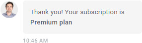 Success message with the selected plan appended